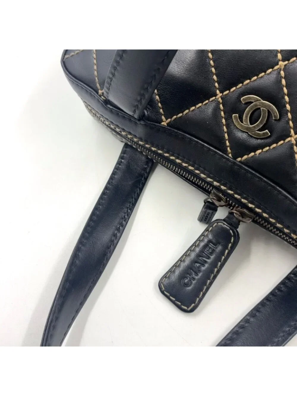 Chanel Wild Stitch Calfskin Black Handbag Gold
